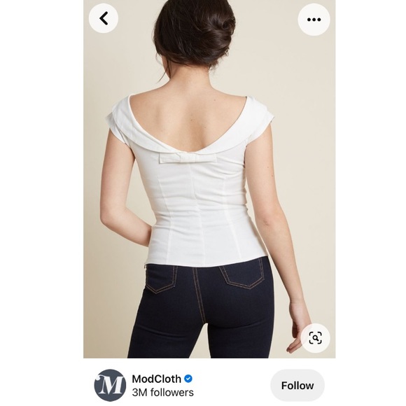 Collectif x ModCloth - Let’s Get Groovin’ Crop Top- White- UK20 - Picture 2 of 7